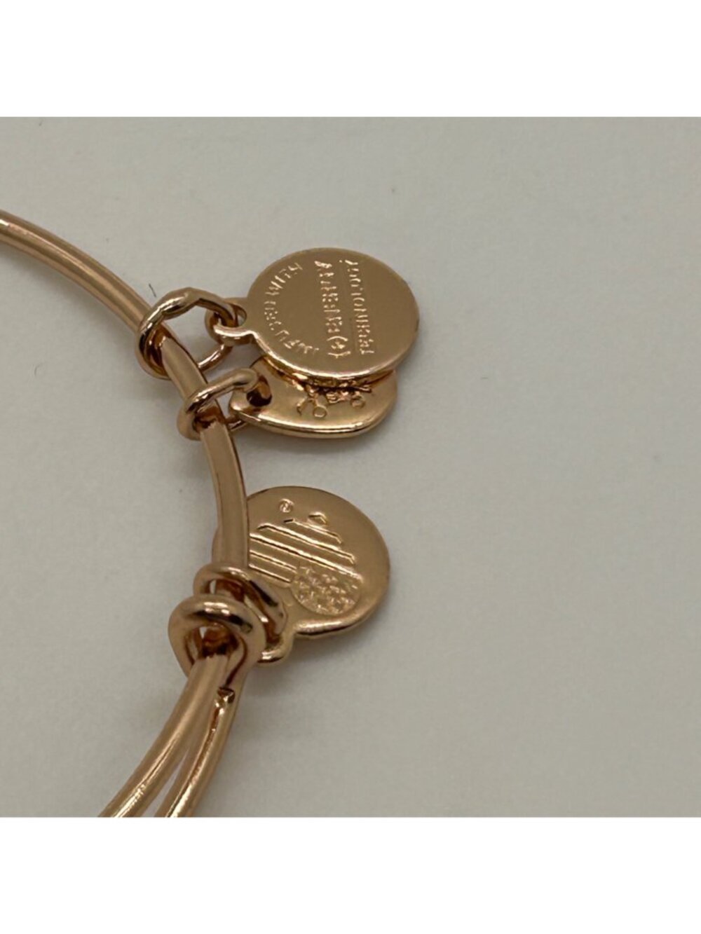 Alex And Ani Hello Kitty Duo Charm Bangle Bracelet Rose Gold Tone Expandable - Picture 10 of 11